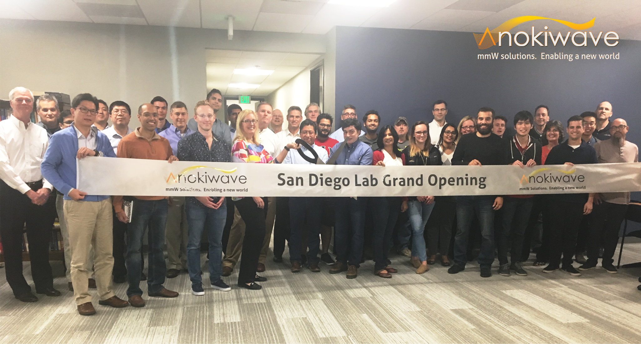 Anokiwave founders Nitin and Deepti Jain celebrate the opening of the mmW Test Laboratory